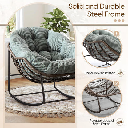 Modern Boho Retreat: Rattan Hanging Egg Chair with Plush Cushions