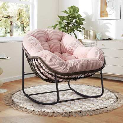 Modern Boho Retreat: Rattan Hanging Egg Chair with Plush Cushions