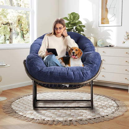 Modern Boho Retreat: Rattan Hanging Egg Chair with Plush Cushions