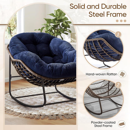 Modern Boho Retreat: Rattan Hanging Egg Chair with Plush Cushions