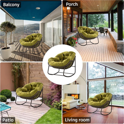 Modern Boho Retreat: Rattan Hanging Egg Chair with Plush Cushions