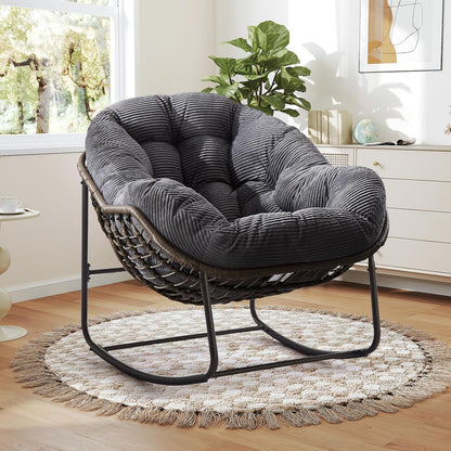 Modern Boho Retreat: Rattan Hanging Egg Chair with Plush Cushions