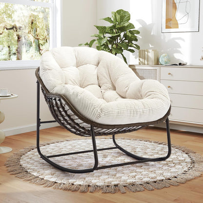 Modern Boho Retreat: Rattan Hanging Egg Chair with Plush Cushions