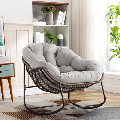Modern Boho Retreat: Rattan Hanging Egg Chair with Plush Cushions