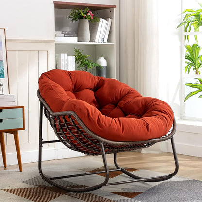 Modern Boho Retreat: Rattan Hanging Egg Chair with Plush Cushions