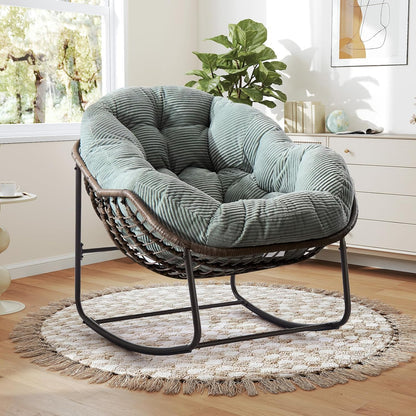 Modern Boho Retreat: Rattan Hanging Egg Chair with Plush Cushions